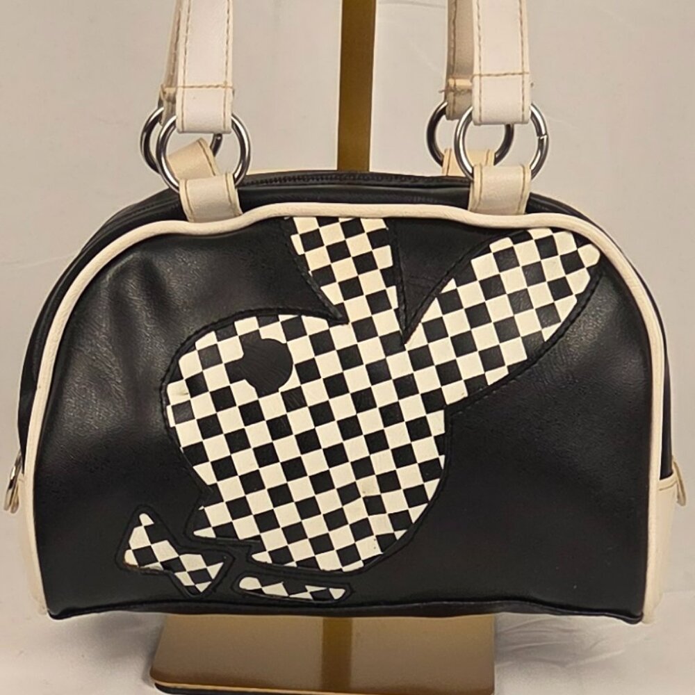 Vintage Y2K Playboy Black & White Checker Bunny Logo Handbag - Picture 2 of 10